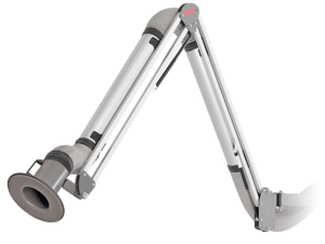 Extraction arm with flange hood